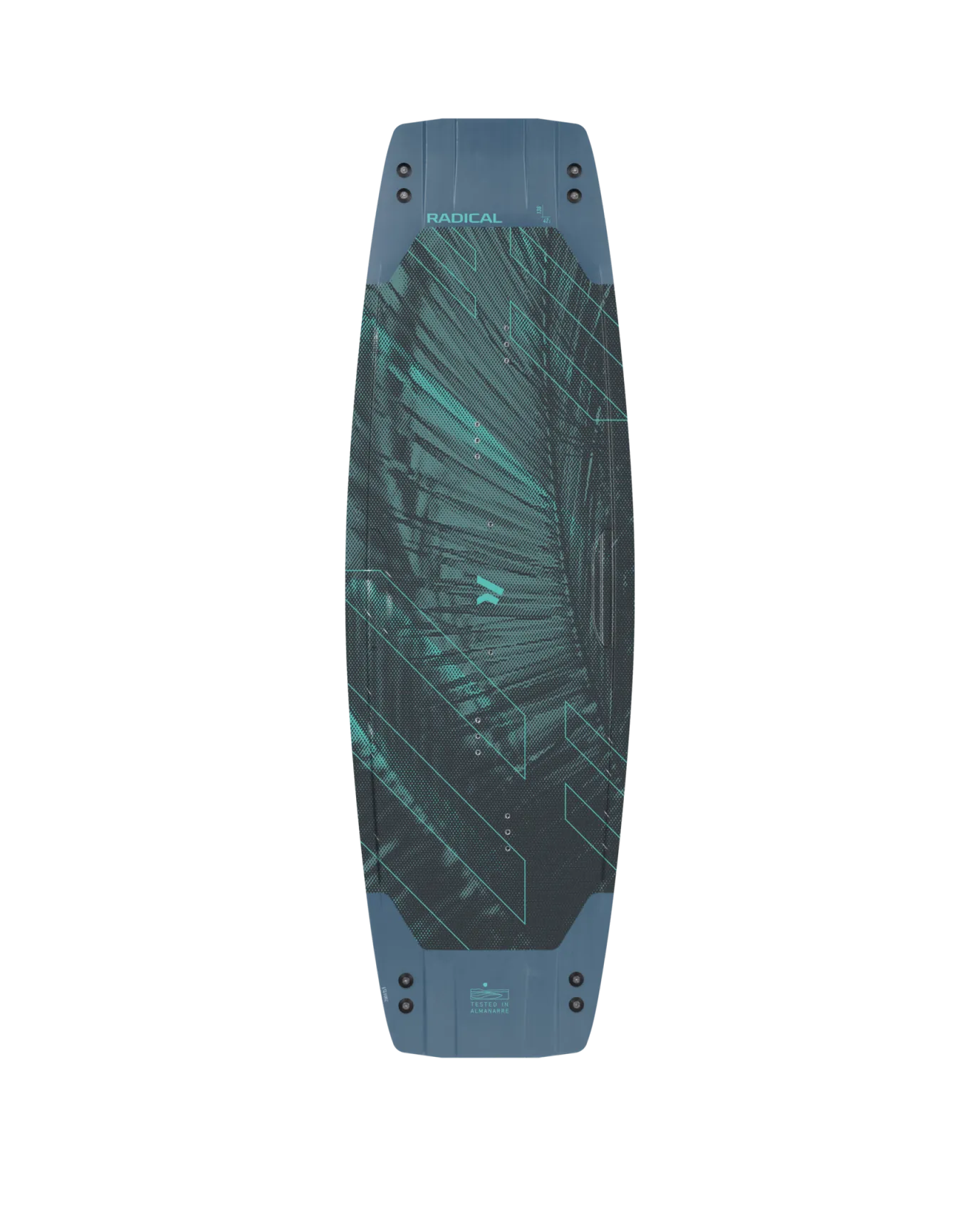 Tavola twintip RADICAL9, vista del deck con pad e straps